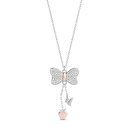 Enchanted Disney Snow White 1/5 CT. T.W. Diamond Bow Pendant in Sterling Silver and 10K Rose Gold