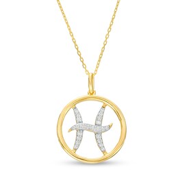 1/8 CT. T.W. Diamond Pisces Zodiac Sign Outline Pendant in Sterling Silver with 14K Gold Plate
