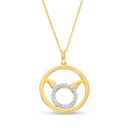 1/6 CT. T.W. Diamond Taurus Zodiac Sign Open Circle Pendant in Sterling Silver with 14K Gold Plate