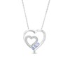 Thumbnail Image 1 of 3.0mm Tanzanite and Diamond Accent Double Heart Pendant in Sterling Silver