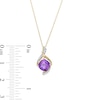 Thumbnail Image 1 of 6.5mm Cushion-Cut Amethyst and 1/20 CT. T.W. Diamond Bypass Twist Pendant in 10K Gold