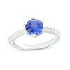 Thumbnail Image 0 of 7.0mm Blue and White Lab-Created Sapphire Ring in Sterling Silver