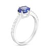 Thumbnail Image 2 of 7.0mm Blue and White Lab-Created Sapphire Ring in Sterling Silver