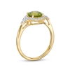 Thumbnail Image 2 of 7.0mm Peridot and White Lab-Created Sapphire Frame Tri-Sides Ring in Sterling Silver with 14K Gold Plate – Size 7