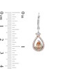 Thumbnail Image 3 of Pear-Shaped Morganite and White Lab-Created Sapphire Open Frame Drop Earrings in Sterling Silver and 18K Rose Gold Plate