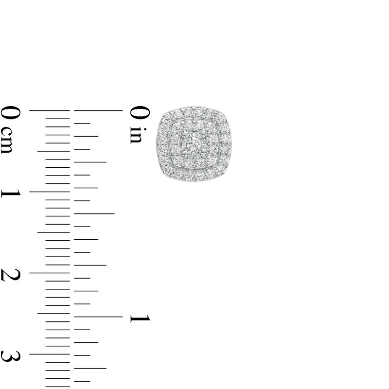 Main Image 3 of 1 CT. T.W. Diamond Double Cushion-Shaped Frame Pendant and Stud Earrings Set in Sterling Silver - 17"