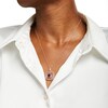 Thumbnail Image 2 of 7.0mm Cushion-Cut Garnet and White Lab-Created Sapphire Open Frame Pendant in Sterling Silver with 18K Rose Gold Plate