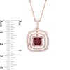 Thumbnail Image 3 of 7.0mm Cushion-Cut Garnet and White Lab-Created Sapphire Open Frame Pendant in Sterling Silver with 18K Rose Gold Plate