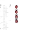 Thumbnail Image 3 of Oval Garnet and Diamond Accent Alternating Drop Earrings in Sterling Silver
