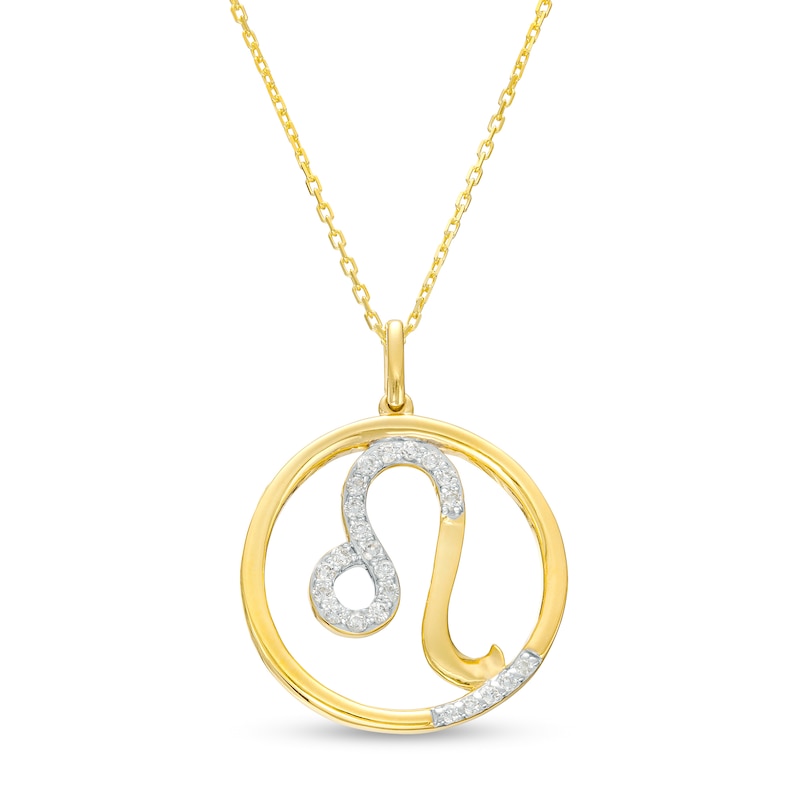 Main Image 1 of 1/8 CT. T.W. Diamond Leo Zodiac Sign Open Circle Pendant in Sterling Silver with 14K Gold Plate