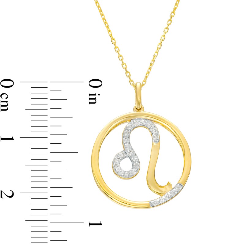 Main Image 3 of 1/8 CT. T.W. Diamond Leo Zodiac Sign Open Circle Pendant in Sterling Silver with 14K Gold Plate