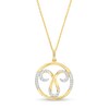 Thumbnail Image 1 of 1/5 CT. T.W. Diamond Aries Zodiac Sign Open Circle Pendant in Sterling Silver with 14K Gold Plate
