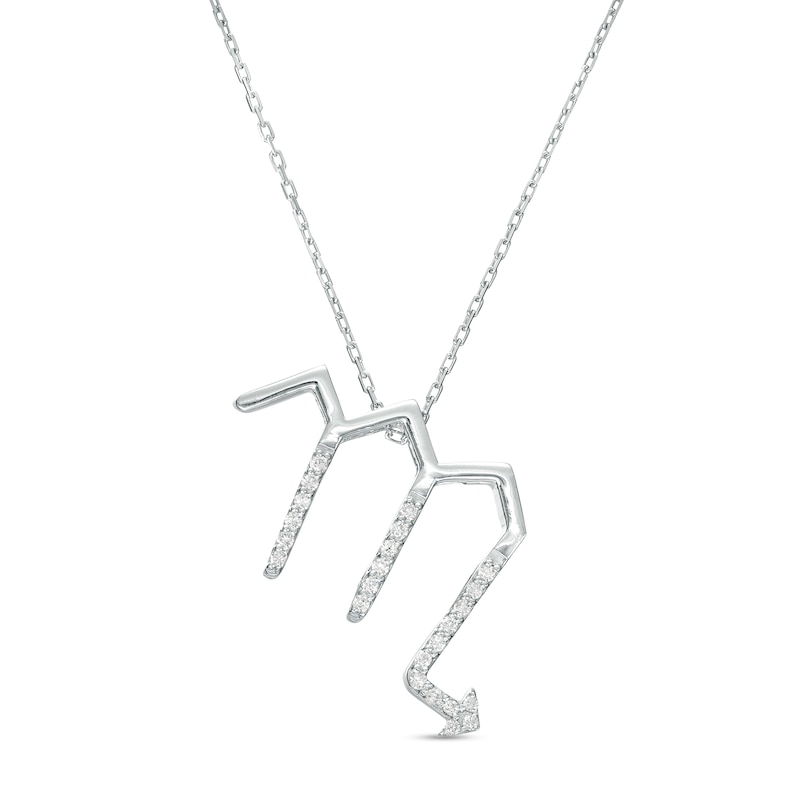 Main Image 1 of 1/8 CT. T.W. Diamond Scorpio Zodiac Sign Outline Pendant in Sterling Silver