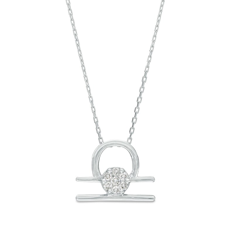 Main Image 1 of 1/10 CT. T.W. Diamond Libra Zodiac Sign Outline Pendant in Sterling Silver