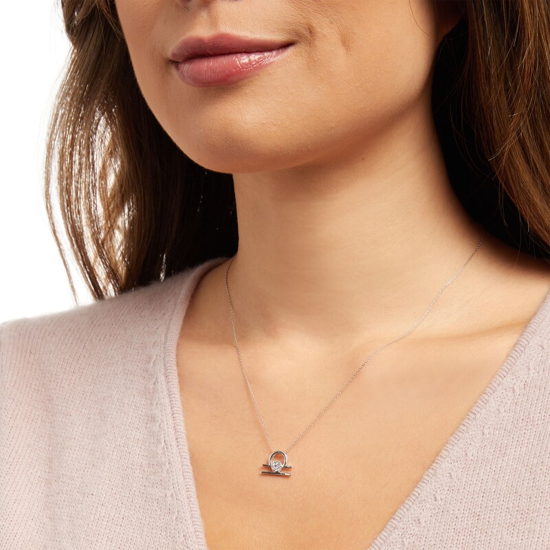 Main Image 2 of 1/10 CT. T.W. Diamond Libra Zodiac Sign Outline Pendant in Sterling Silver