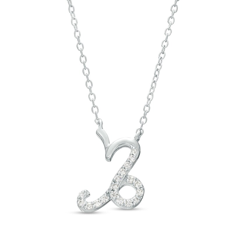 1/10 CT. T.W. Diamond Capricorn Zodiac Sign Outline Necklace in Sterling Silver