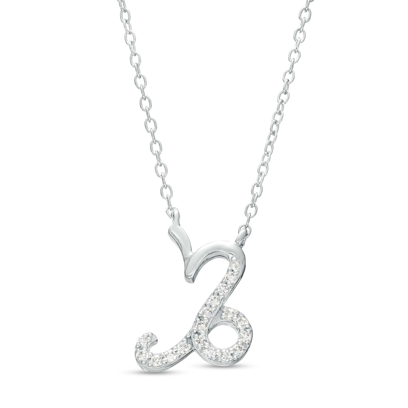 Main Image 1 of 1/10 CT. T.W. Diamond Capricorn Zodiac Sign Outline Necklace in Sterling Silver