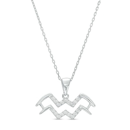 1/8 CT. T.W. Diamond Aquarius Zodiac Sign Outline Pendant in Sterling Silver