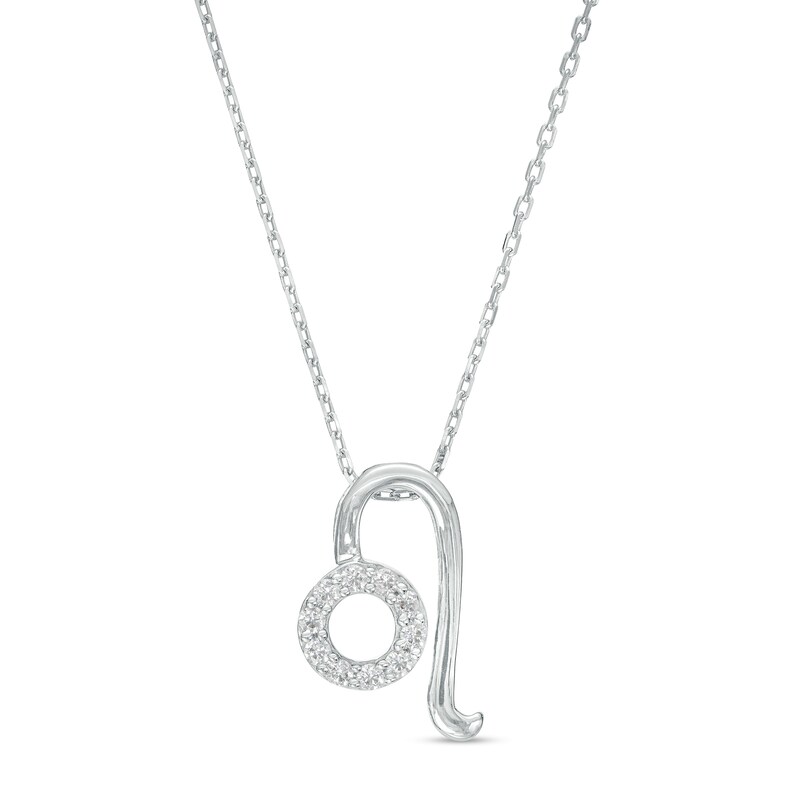 Main Image 1 of 1/10 CT. T.W. Diamond Leo Zodiac Sign Outline Pendant in Sterling Silver