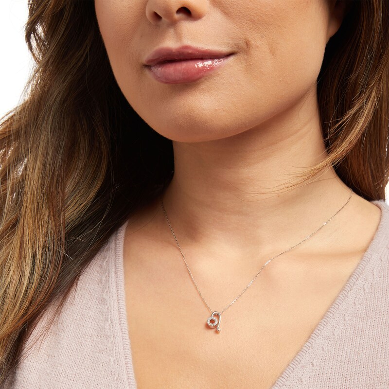 Main Image 2 of 1/10 CT. T.W. Diamond Leo Zodiac Sign Outline Pendant in Sterling Silver