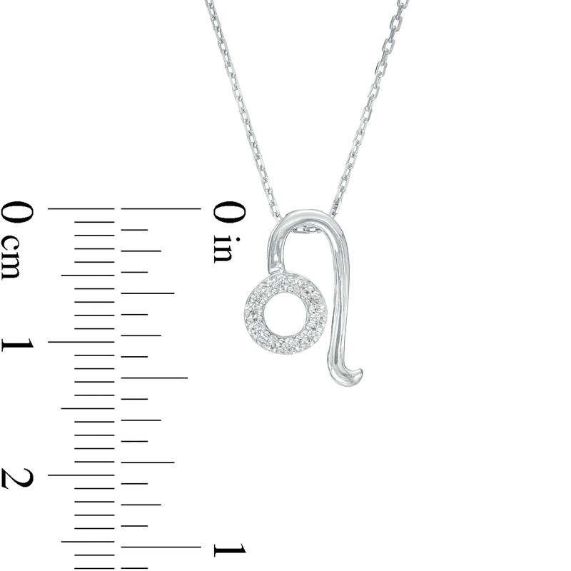 Main Image 3 of 1/10 CT. T.W. Diamond Leo Zodiac Sign Outline Pendant in Sterling Silver