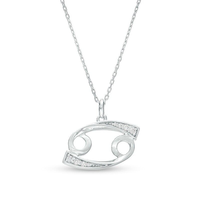 Main Image 1 of 1/20 CT. T.W. Diamond Cancer Zodiac Sign Outline Pendant in Sterling Silver