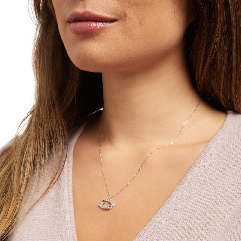 Main Image 2 of 1/20 CT. T.W. Diamond Cancer Zodiac Sign Outline Pendant in Sterling Silver
