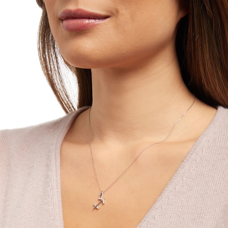 Main Image 2 of 1/20 CT. T.W. Diamond Sagittarius Zodiac Sign Outline Pendant in Sterling Silver