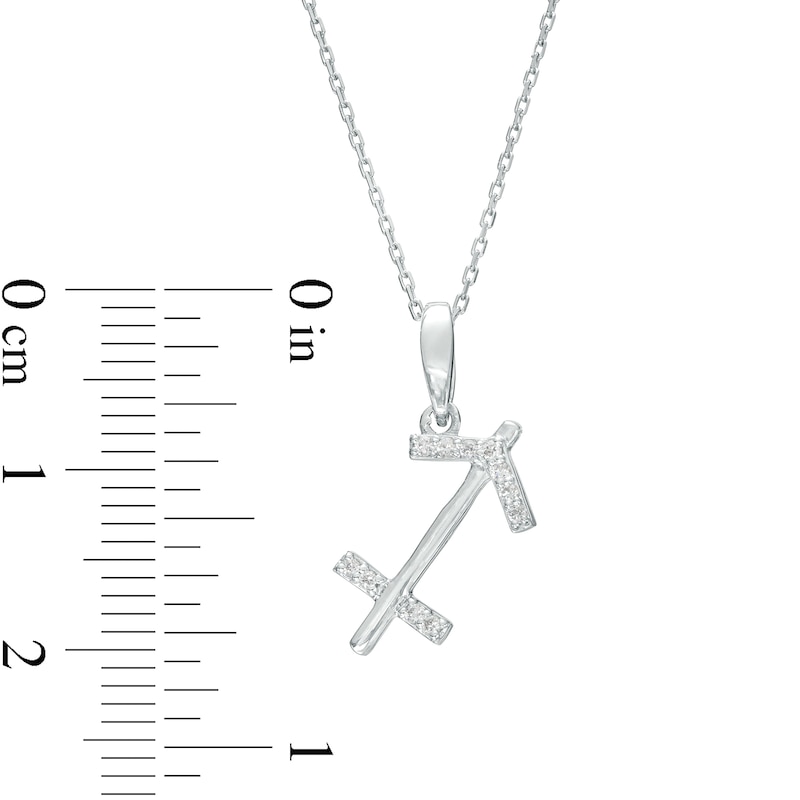 Main Image 3 of 1/20 CT. T.W. Diamond Sagittarius Zodiac Sign Outline Pendant in Sterling Silver