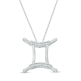 1/10 CT. T.W. Diamond Gemini Zodiac Sign Outline Pendant in Sterling Silver