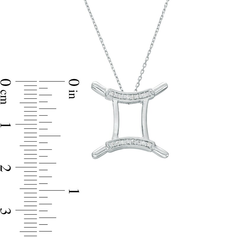 Main Image 3 of 1/10 CT. T.W. Diamond Gemini Zodiac Sign Outline Pendant in Sterling Silver