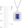 Thumbnail Image 3 of Radiant-Cut Blue and White Lab-Created Sapphire Double Frame Pendant in Sterling Silver