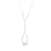 Thumbnail Image 0 of 8.0mm Cultured Freshwater Pearl and White Lab-Created Sapphire Teardrop "Y" Necklace in Sterling Silver