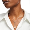 Thumbnail Image 2 of 8.0mm Freshwater Cultured Pearl and White Lab-Created Sapphire Teardrop "Y" Necklace in Sterling Silver