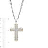 Thumbnail Image 3 of Men's 1/4 CT. T.W. Diamond Gothic Cross Pendant in Stainless Steel with Yellow Ion Plate – 24"