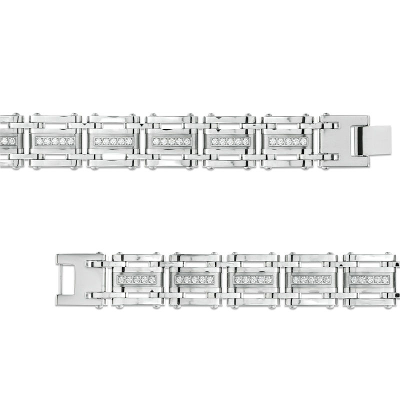 Men's 1 CT. T.W. Diamond Link Bracelet in Stainless Steel – 8.75"