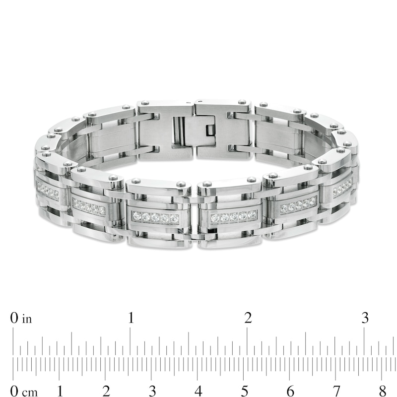 Men's 1 CT. T.W. Diamond Link Bracelet in Stainless Steel – 8.75"