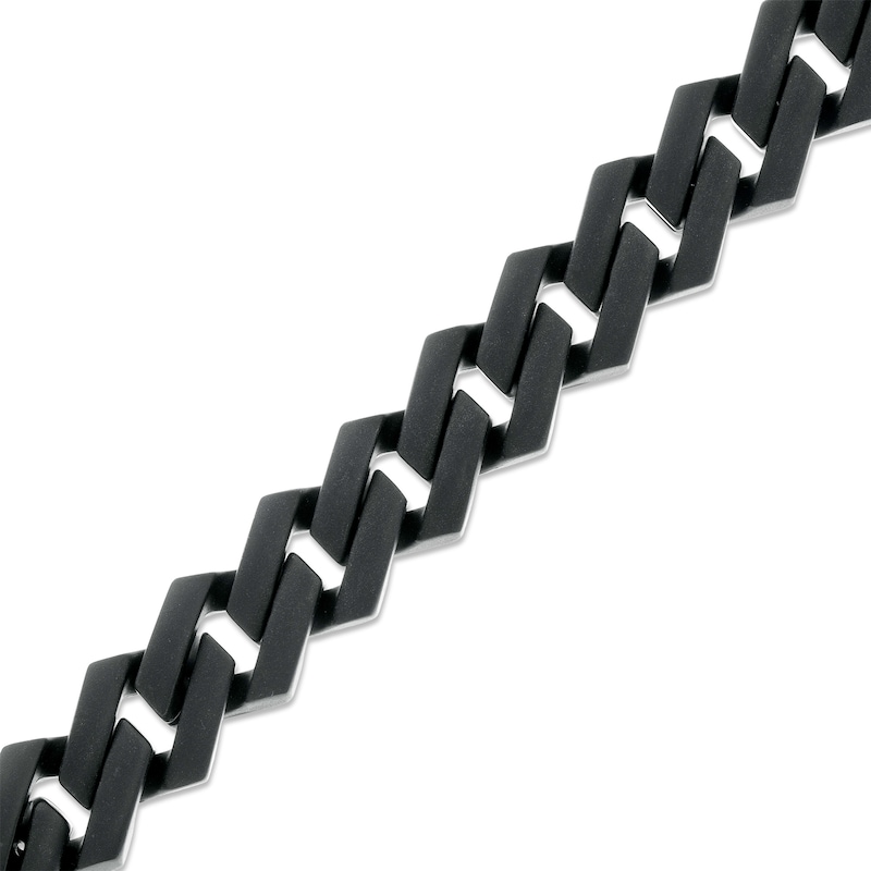 Main Image 1 of Men's 1/2 CT. T.W. Square-Shaped Black Multi-Diamond Bracelet in Stainless Steel with Black Ion Plate – 8.75"