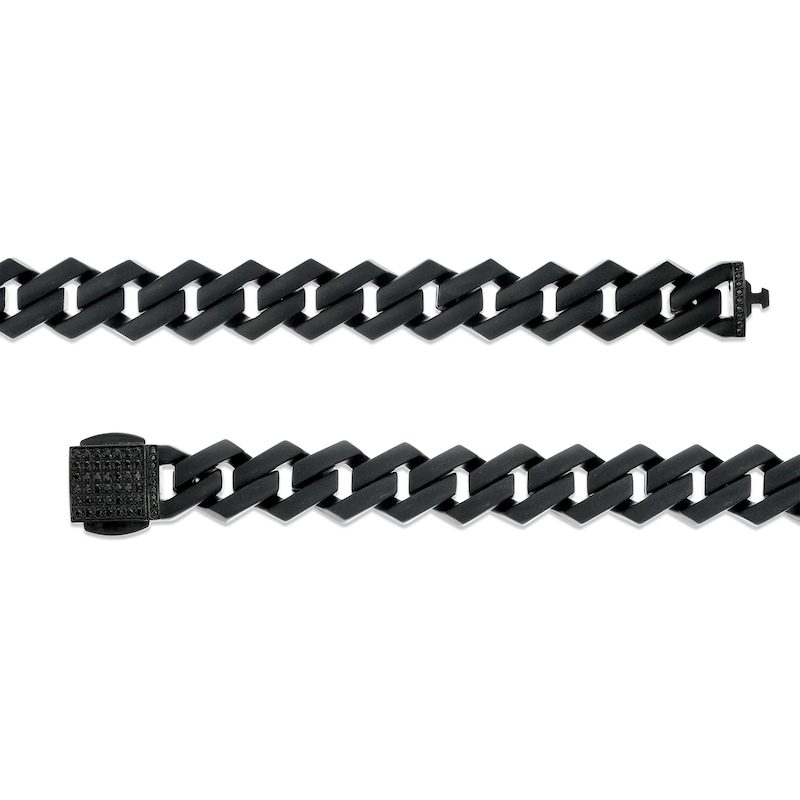 Men's 1/2 CT. T.W. Square-Shaped Black Multi-Diamond Bracelet in Stainless Steel with Black Ion Plate – 8.75"
