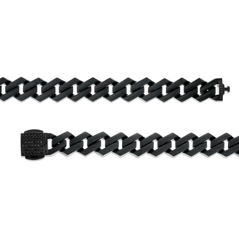 Main Image 3 of Men's 1/2 CT. T.W. Square-Shaped Black Multi-Diamond Bracelet in Stainless Steel with Black Ion Plate – 8.75"