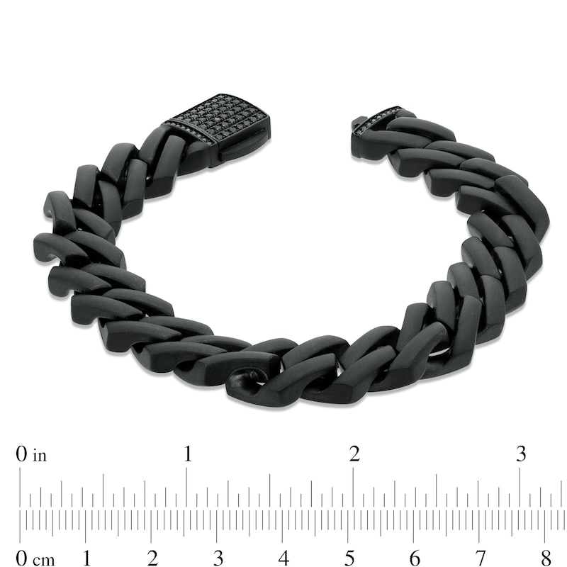 Main Image 4 of Men's 1/2 CT. T.W. Square-Shaped Black Multi-Diamond Bracelet in Stainless Steel with Black Ion Plate – 8.75"