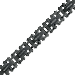 Men's 1/6 CT. T.W. Black Diamond Link Bracelet in Stainless Steel with Black Ion Plate – 8.62&quot;