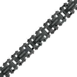 Men's 1/6 CT. T.W. Black Diamond Link Bracelet in Stainless Steel with Black Ion Plate – 8.62"
