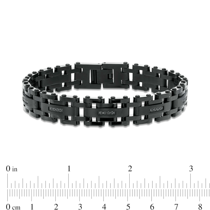 Men's 1/6 CT. T.W. Black Diamond Link Bracelet in Stainless Steel with Black Ion Plate – 8.62"