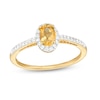 Thumbnail Image 1 of Oval Orange Citrine and White Lab-Created Sapphire Frame Ring in 10K Gold