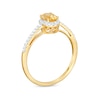 Thumbnail Image 3 of Oval Orange Citrine and White Lab-Created Sapphire Frame Ring in 10K Gold