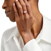 Thumbnail Image 2 of Oval Opal and White Lab-Created Sapphire Frame Ring in 10K Gold