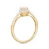 Thumbnail Image 3 of Oval Opal and White Lab-Created Sapphire Frame Ring in 10K Gold