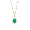 Thumbnail Image 1 of Oval Emerald and White Lab-Created Sapphire Frame Pendant in 10K Gold
