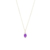 Thumbnail Image 1 of Oval Amethyst and White Lab-Created Sapphire Frame Pendant in 10K Gold